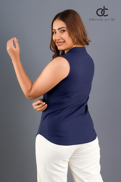 SLEEVELESS EMBROIDER TOP BLUE - DCW 305 SLEEVELESS EMBROIDER TOP BLUE - DCW 305