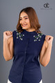 SLEEVELESS EMBROIDER TOP BLUE - DCW 305