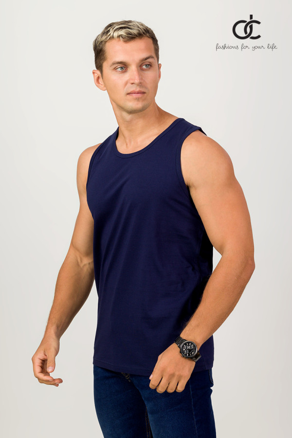 MEN'S TANK TOP - PLAIN NAVY BLUE