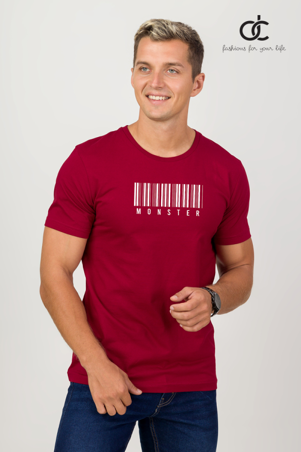 MAROON COLOUR PRINT T SHIRT DCM - 260