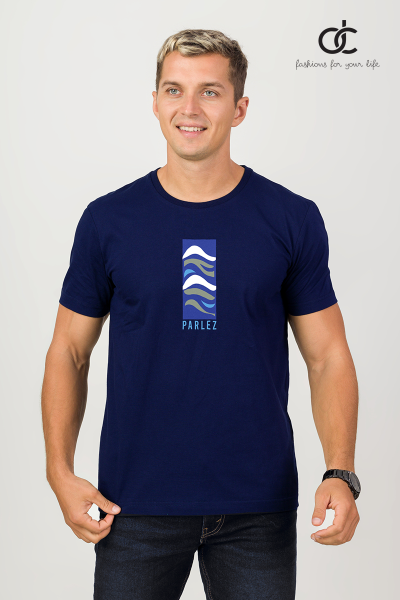 DARK BLUE COLOUR PRINT T-SHIRT - DCM 262
