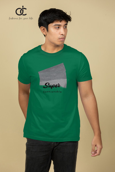  CREW NECK PRINTED T SHIRT - D GREEN 02