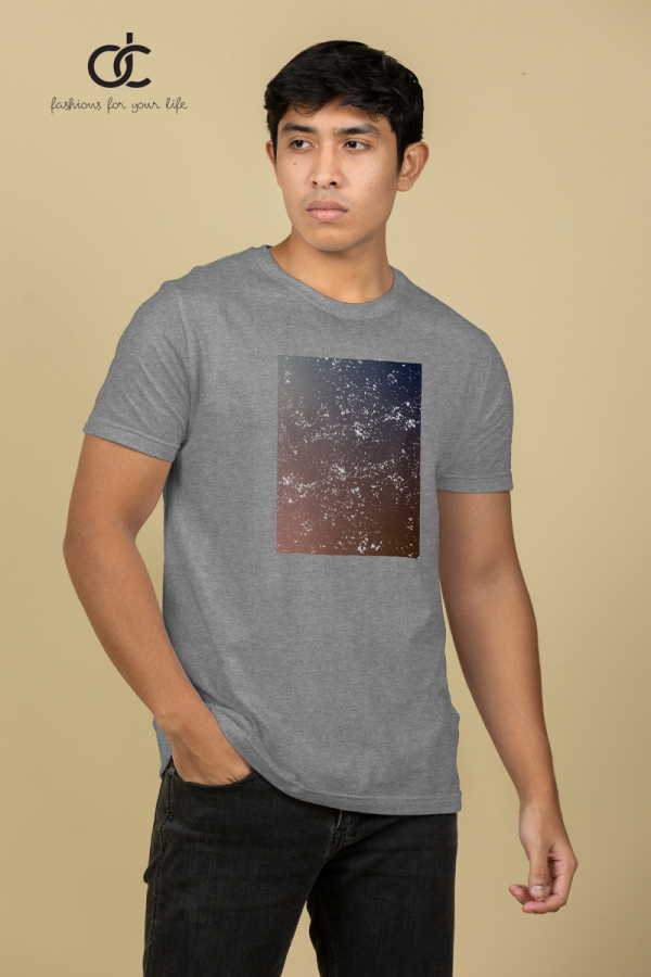 CREW NECK PRINTED T SHIRT - D ASH 02