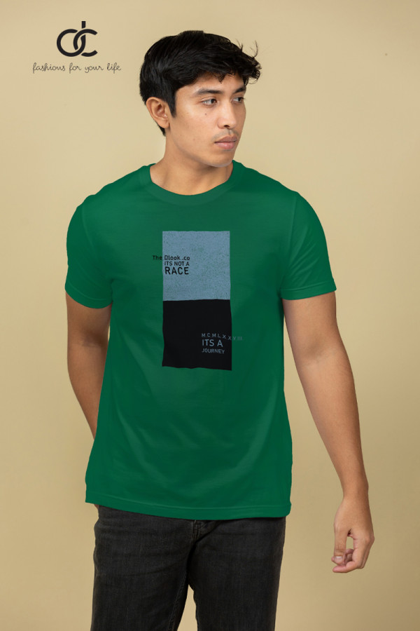 CREW NECK PRINTED T SHIRT - GREEN 01