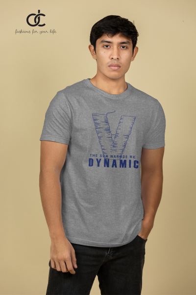  CREW NECK PRINTED T SHIRT - D ASH 01