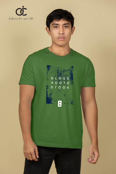 CREW NECK PRINTED T SHIRT - D GREEN 01 CREW NECK PRINTED T SHIRT - D GREEN 01