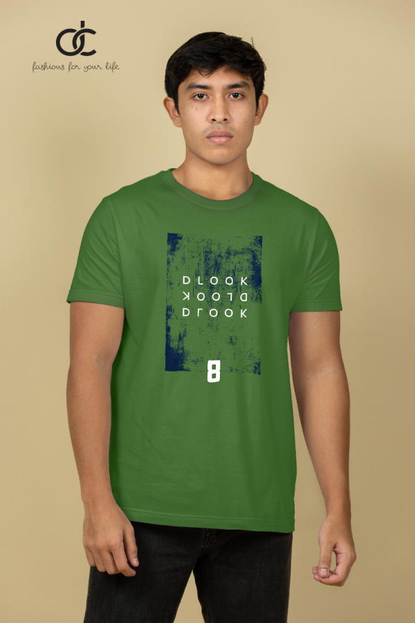 CREW NECK PRINTED T SHIRT - D GREEN 01