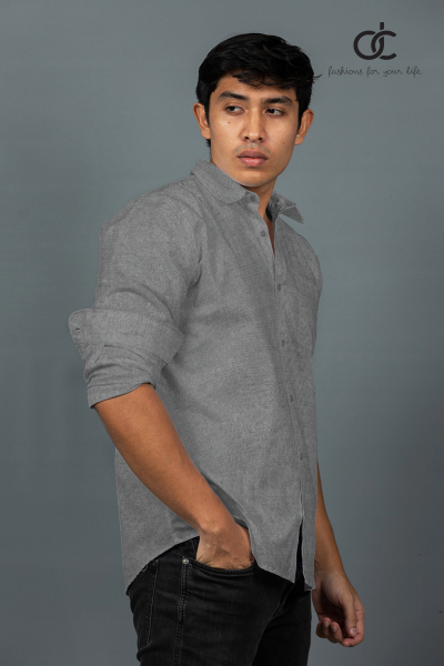 LONGSLEEVE Plain Shirt - Ash - DCM 10005 LONGSLEEVE Plain Shirt - Ash - DCM 10005