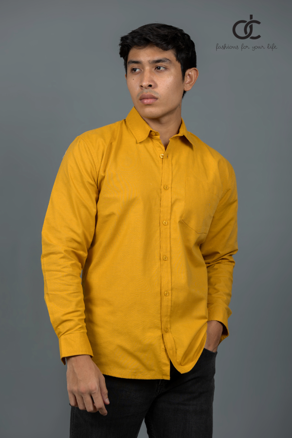 LONGSLEEVE Plain Shirt - YELLOW-DCM 10006	