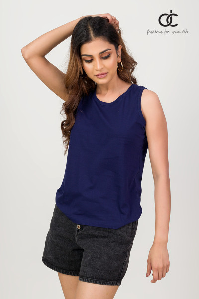 DARK BLUE PLAIN TANK TOP DARK BLUE PLAIN TANK TOP