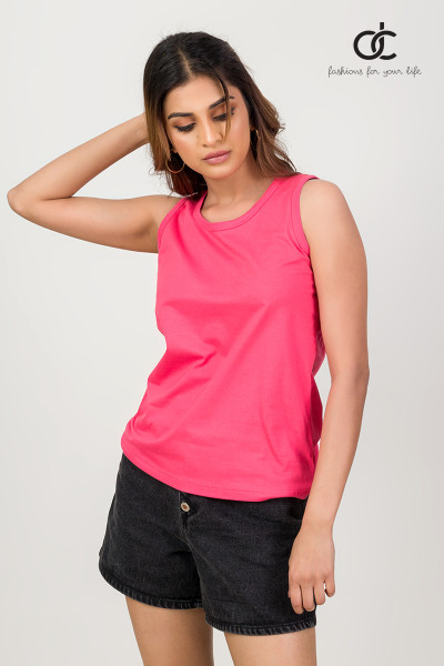 PINK PLAIN TANK TOP PINK PLAIN TANK TOP