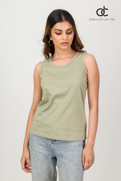LAUREL GREEN PLAIN TANK TOP LAUREL GREEN PLAIN TANK TOP