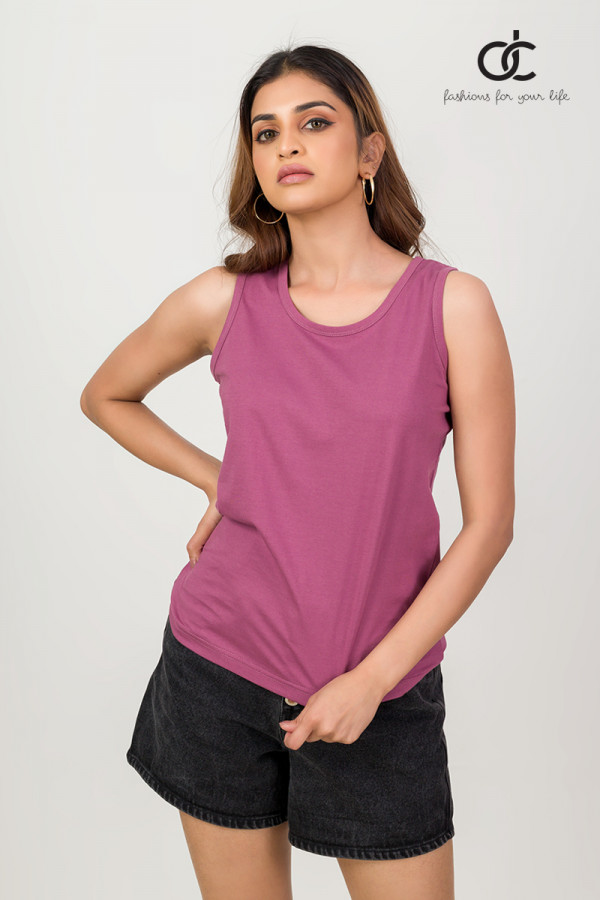 RED VIOLET PLAIN TANK TOP