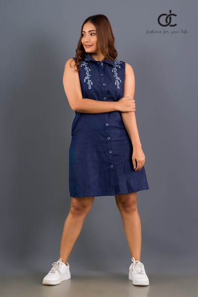 SLEEVELESS EMBROIDER LINEN DRESS - DCW 304 SLEEVELESS EMBROIDER LINEN DRESS - DCW 304
