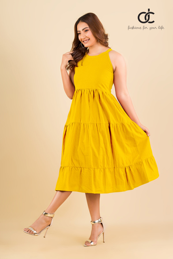 SLEEVELESS LINEN MAXI DRESS - DCW 306 YELLOW