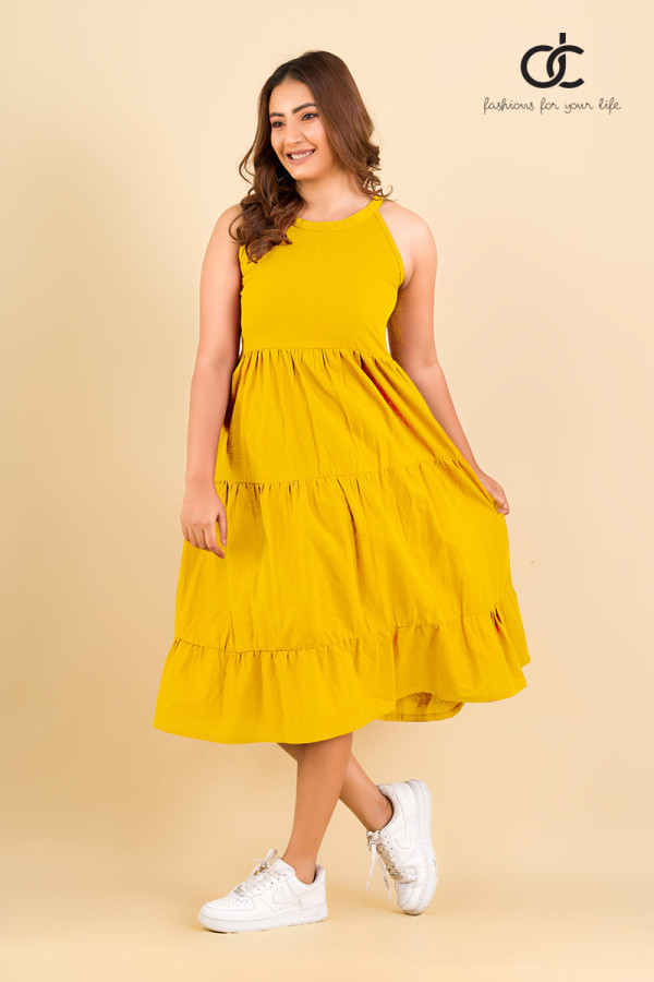 SLEEVELESS LINEN MAXI DRESS - DCW 306 YELLOW