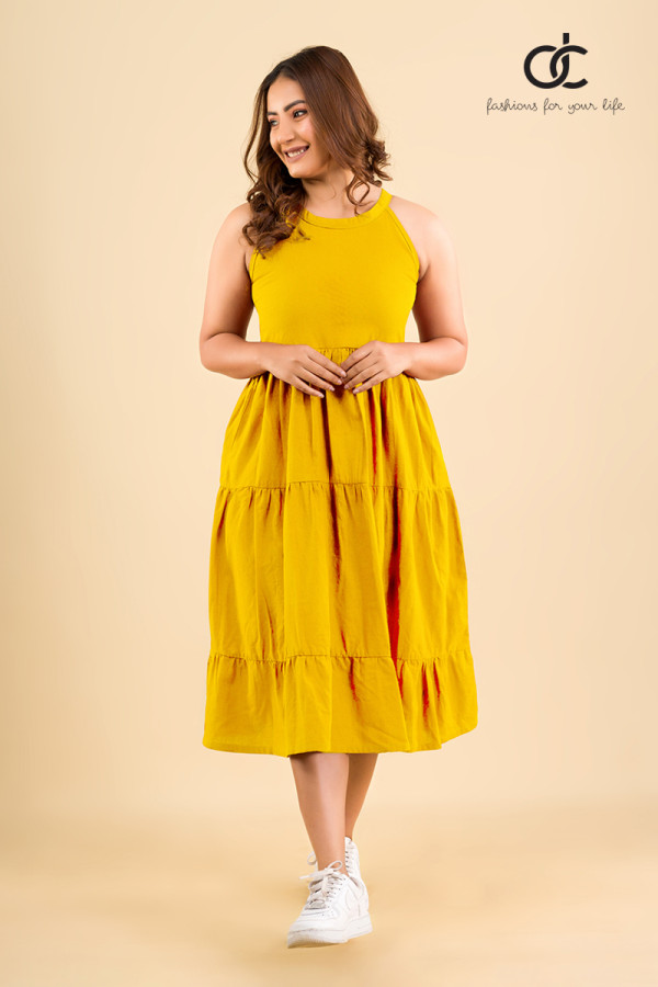 SLEEVELESS LINEN MAXI DRESS - DCW 306 YELLOW