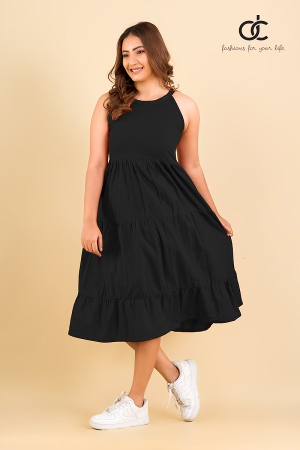 SLEEVELESS LINEN MAXI DRESS - DCW 306 BLACK