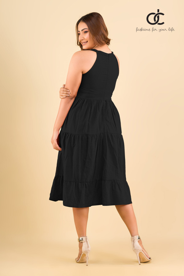 SLEEVELESS LINEN MAXI DRESS - DCW 306 BLACK