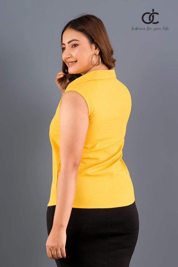 SLEEVELESS BUTTON - DOWN TOP YELLOW   DCW 319