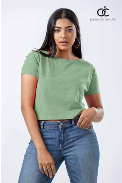 MAGI SLEEVE SAGE GREEN CROP TOP - DCW 338 MAGI SLEEVE SAGE GREEN CROP TOP - DCW 338