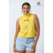 HIGH NECK PRINT YELLOW CROP TOP - DCW 354