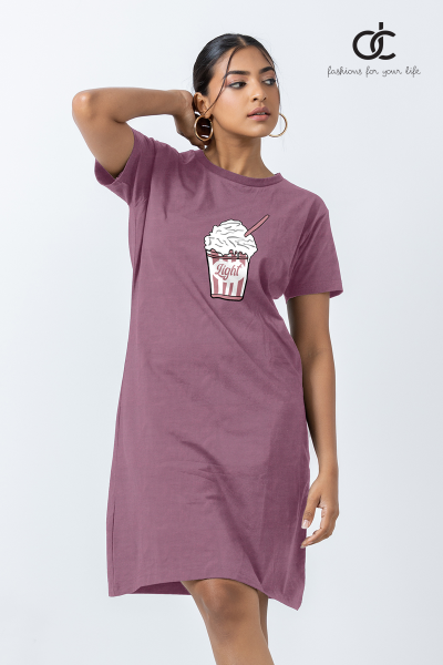 RED VIOLET PRINT DRESS - DCW 355 RED VIOLET PRINT DRESS - DCW 355