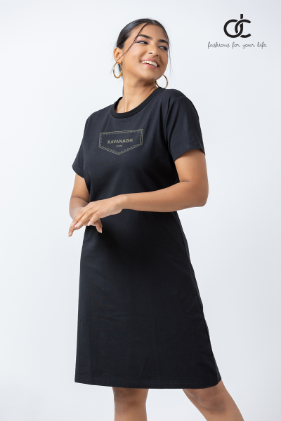 BLACK PRINT DRESS - DCW 356 BLACK PRINT DRESS - DCW 356