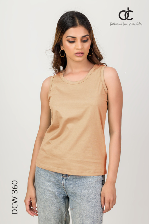 BEIGE COLOUR PLAIN TANK TOP - DCW 360