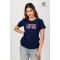 LADIES D.BLUE COLOUR GRAPHIC TEE - DCWP 001