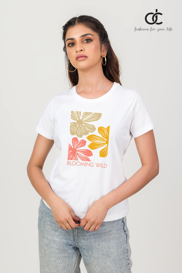 LADIES WHITE GRAPHIC TEE - DCWP 004