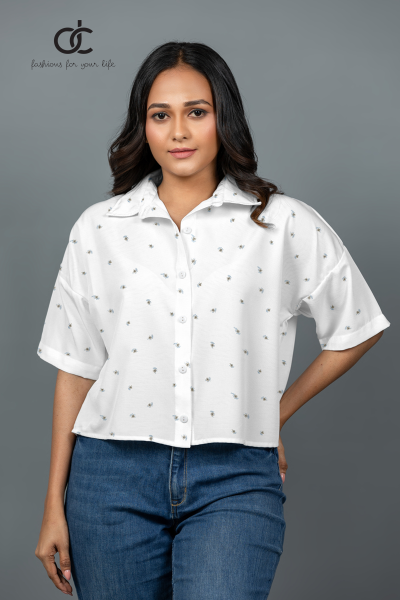 PRINT OVERSIZE CROP SHIRT - DCWS 10007 PRINT OVERSIZE CROP SHIRT - DCWS 10007
