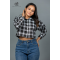 LONGSLEEVE CROP TOP CHECK SHIRT- DCWS 1005 LONGSLEEVE CROP TOP CHECK SHIRT- DCWS 1005