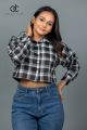 LONGSLEEVE CROP TOP CHECK SHIRT- DCWS 1005