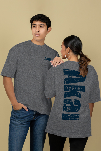 UNISEX OVERSIZE PRINT T SHIRT- DARK ASH UNISEX OVERSIZE PRINT T SHIRT- DARK ASH