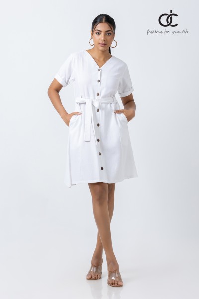 V-NECK BUTTONED DOWN DRESS (DCW 301) V-NECK BUTTONED DOWN DRESS (DCW 301)