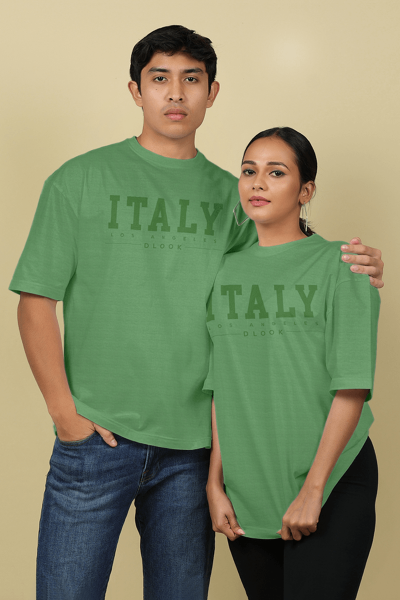 UNISEX OVERSIZE PRINT T SHIRT-GREEN UNISEX OVERSIZE PRINT T SHIRT-GREEN