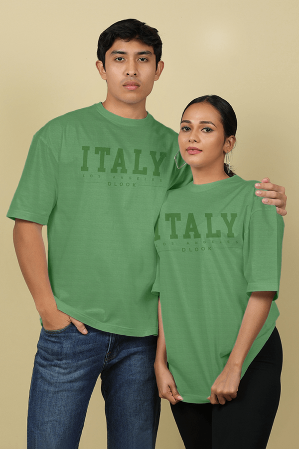 UNISEX OVERSIZE PRINT T SHIRT-GREEN