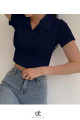 COLLAR NECK RIB CROP TOP