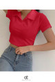 COLLAR NECK RIB CROP TOP