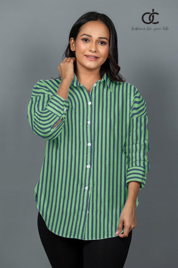 LONGSLEEVE OVERSIZE STRIPE SHIRT - DCWS 1002