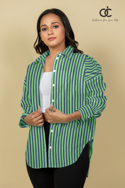 LONGSLEEVE OVERSIZE STRIPE SHIRT - DCWS 1002 LONGSLEEVE OVERSIZE STRIPE SHIRT - DCWS 1002