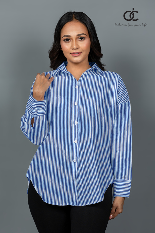 LONGSLEEVE OVERSIZE STRIPE SHIRT - DCWS 1004